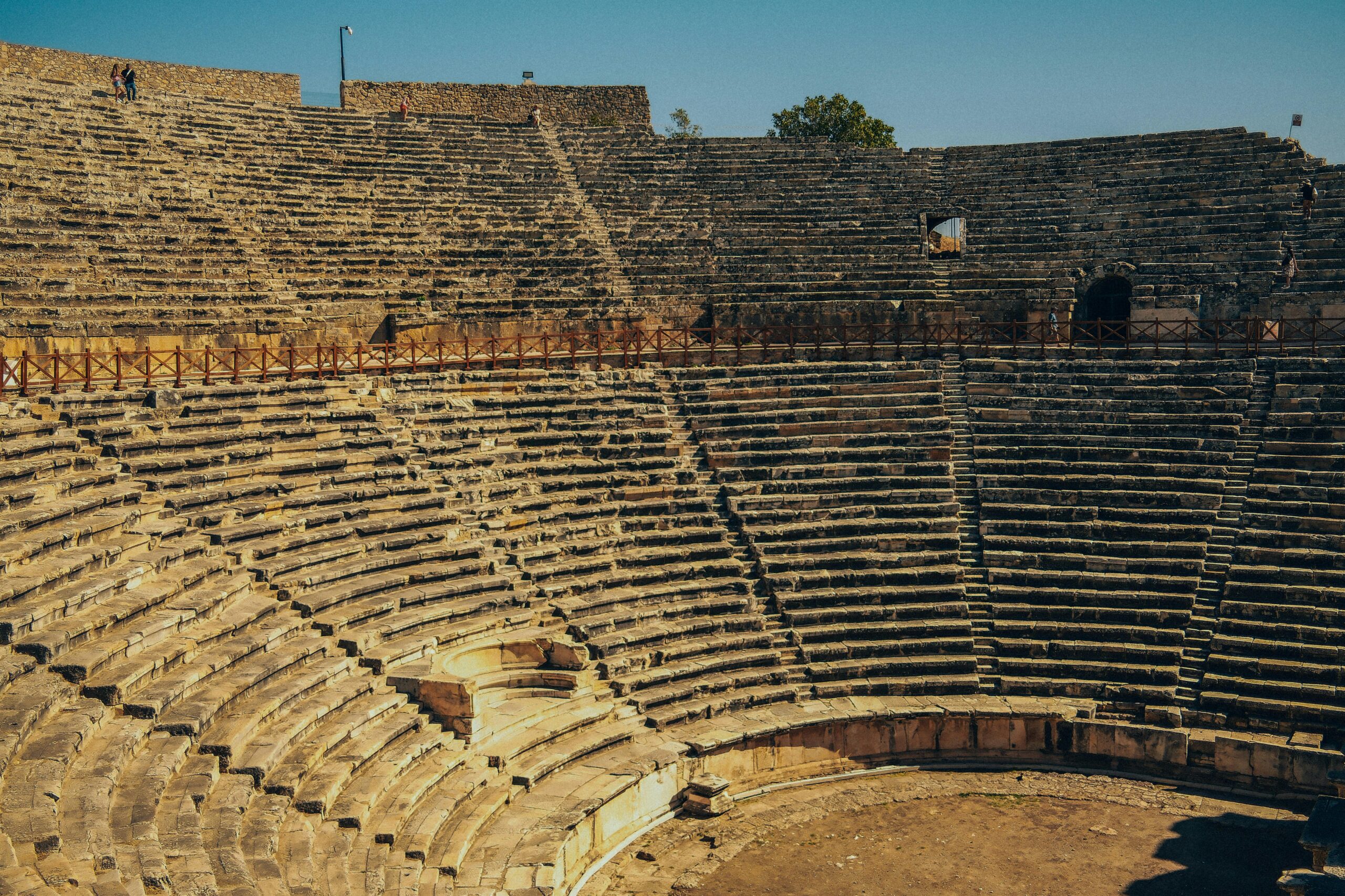 Stunning view of the ancient Roman amphitheater in Cyrene, showcasing its historic stone structures.